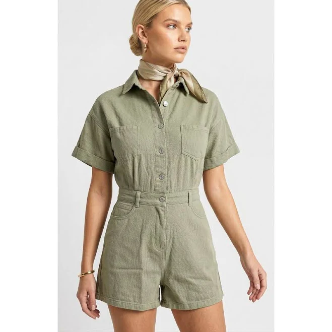 romper Knit & Lounge Women's Short Sleeve Utility Romper with Button Front and Patch Pockets Nordstrom $88