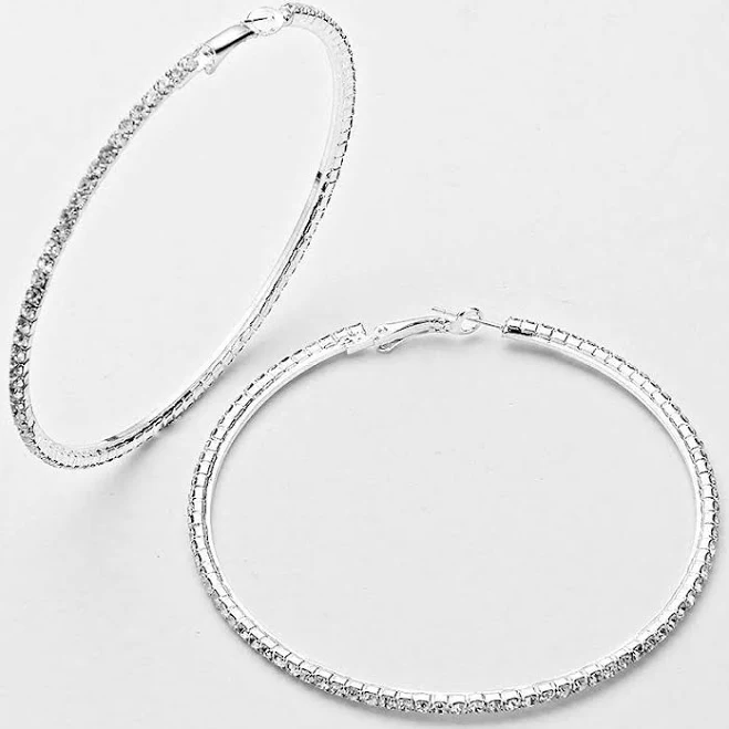 accessory L&M Bling Crystal Rhinestone Hoop Earrings On Silver lmbling $19