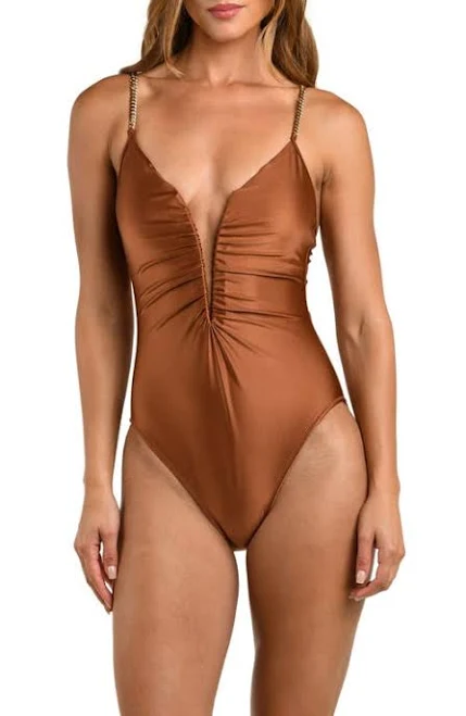 swimsuit L'AGENCE Women's Lilou Plunging Underwire One-Piece Swimsuit Nordstrom $275