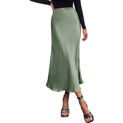 skirt LEVEN Sixteen Women's High Waist A-Line Satin Midi Skirt Target $94.99