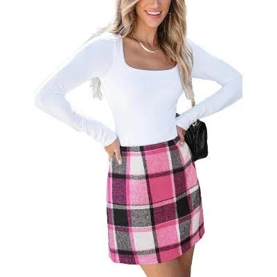 skirt LEVEN Women's High Waist Plaid Wool Skirt Target $64.99