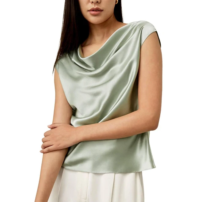top Lilysilk Women's Silk Charmeuse Cowl Neck Top Macy's $107.1