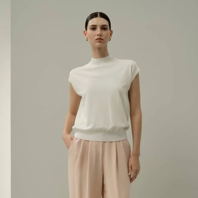 top Lilysilk Women's Silk Cotton Mockneck Top LilySilk $97