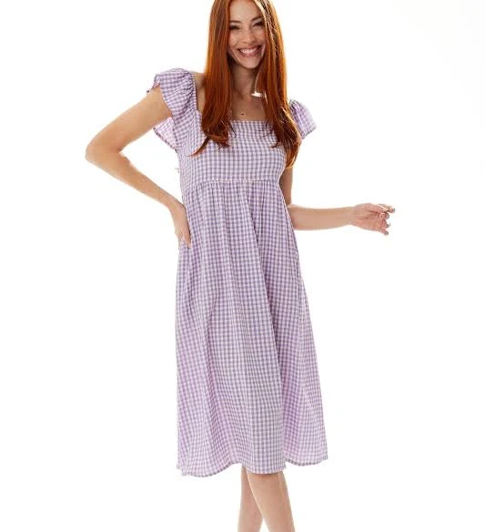 dress Liquorish Women's Gingham Frill Sleeve Midi Dress with Cut Out Back Etsy - Seller $91.09