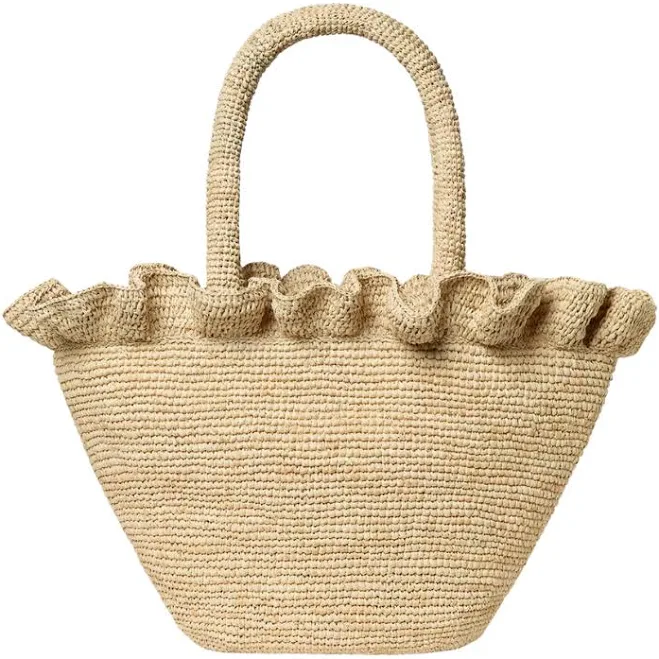 bag Loeffler Randall Cyrus Raffia Woven Tote with Ruffle FEBE Clothing $140