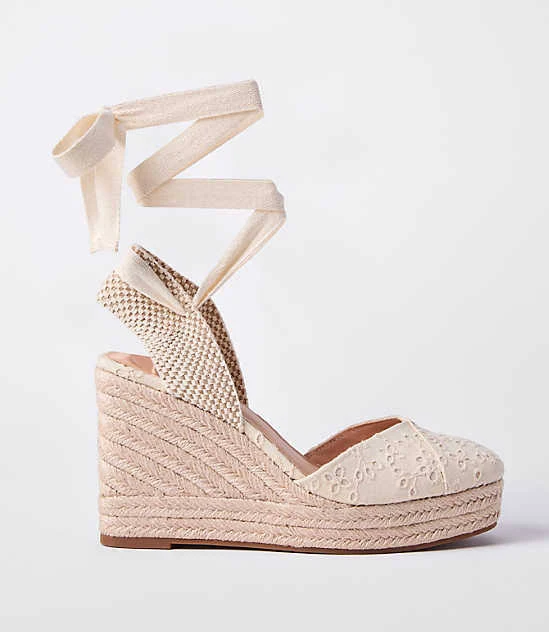 shoes Loft Women's Eyelet Lace Up Espadrille Wedge LOFT $49.96