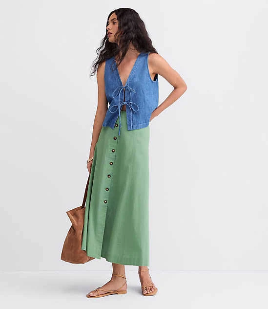 skirt Loft Women's Linen Cotton Midi Skirt LOFT $40.48