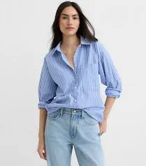 top Loft Women's Oversized Striped Poplin Shirt with Pocket LOFT $41.97