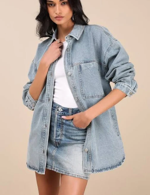 outerwear Lulus Callahan Oversized Denim Shacket Lulus $69