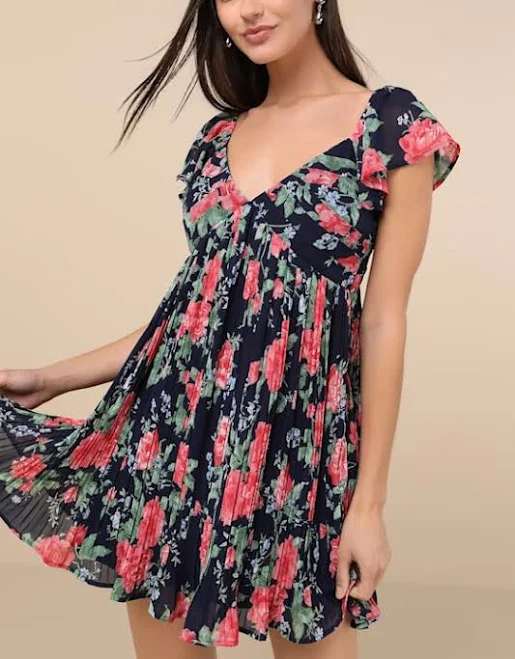 dress Lulus Pleated Flutter Sleeve Mini Dress Lulus $69