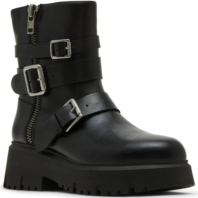 shoes Madden Girl Women's Mally Moto Buckle Lug Sole Ankle Boots Macy's $26.63