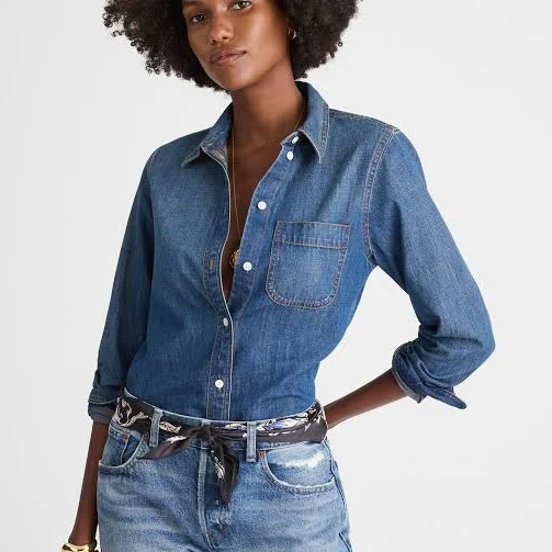 top Madewell Women's Tuckable Denim Shirt Madewell $84.99