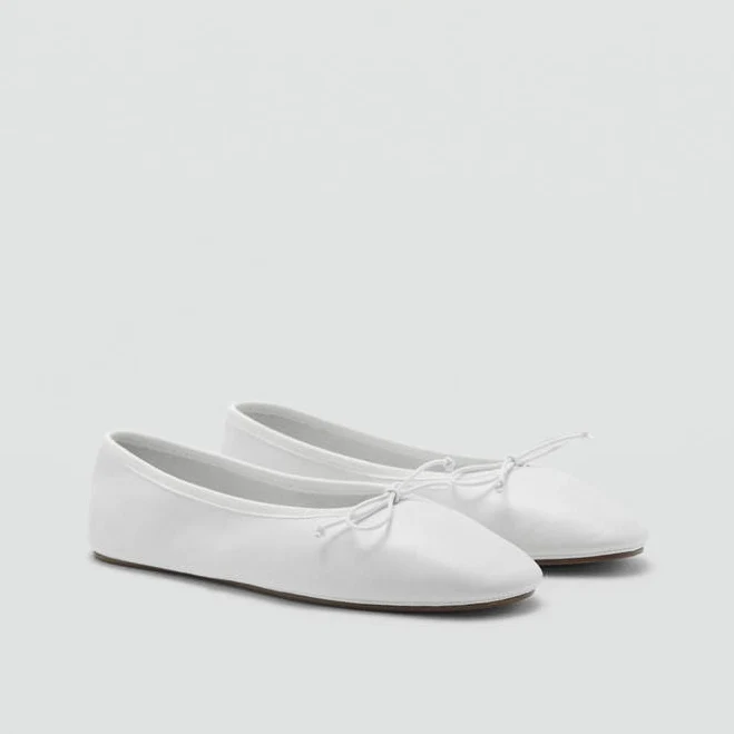 shoes MANGO Leather Ballet Flats with Bow shop.mango.com $89.99