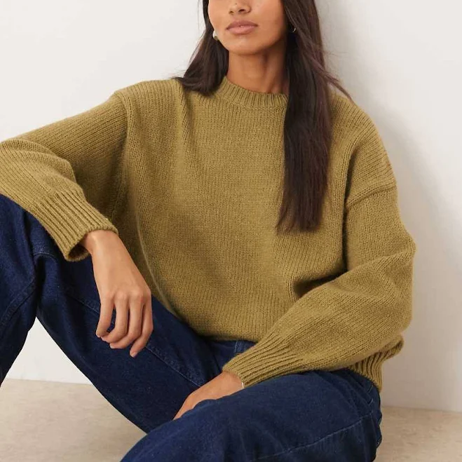 top MANGO Women's Oversized Chunky-Knit Sweater ASOS $62.99