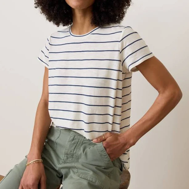 top Marine Layer Women's Striped Swing Crew Tee Marine Layer $24