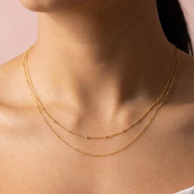 accessory Minimalist Double Layer Gold Necklace Etsy - Seller $35.1