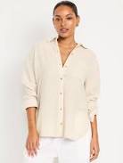 overshirt Old Navy Women's Linen-Blend Loose Button-Down Shirt Old Navy $26.99