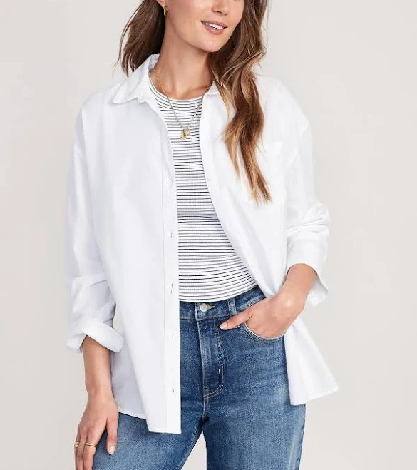 top Old Navy Women's Oversized Button-Down Boyfriend Shirt Old Navy $23.99
