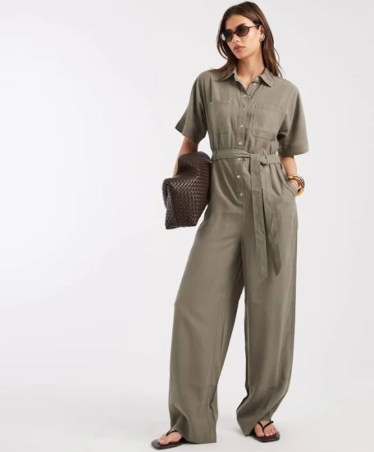 jumpsuit ONLY Tie Waist Short Sleeve Jumpsuit ASOS $87