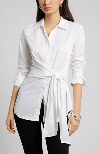 top Open Edit Waist Tie Cotton Poplin Shirt Nordstrom $49.99