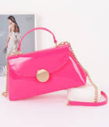bag Patent Faux Leather Top Handle Bag Fuschia DiscountDressShop $45