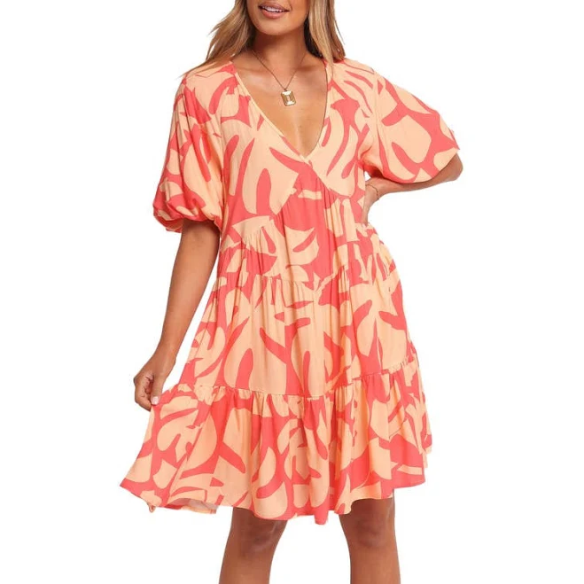 dress Petal & Pup Women's Corinna Puff Sleeve Tiered Minidress Nordstrom $99