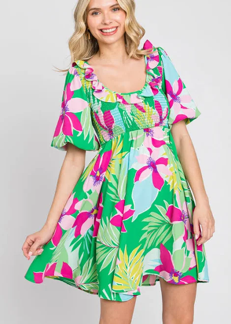 dress PinkBlush Floral Smocked Puff Sleeve Maternity Dress PinkBlush Maternity $18