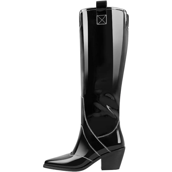 shoes Pointed Toe Patent Cowboy Boots Onlymaker $99.99