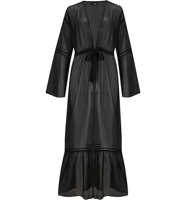 cover-up Pour Moi Women's Long Sleeve Chiffon Maxi Beach Kimono Next USA $81