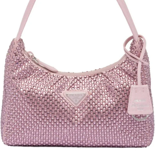 bag Prada Women's Re-Edition Satin Mini-Bag with Crystals Bloomingdale's $2500