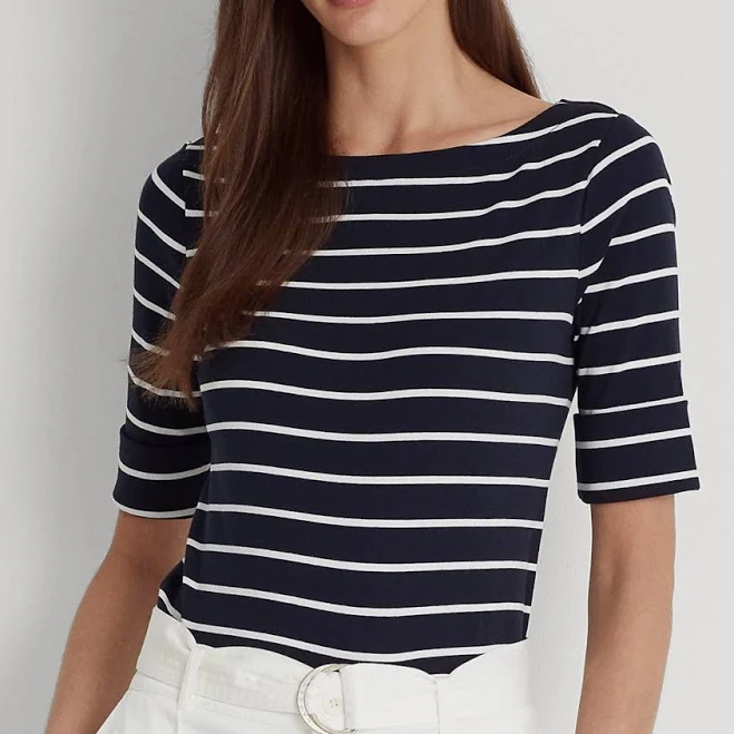 top Ralph Lauren Women's Striped Boatneck Top Macy's $59.5