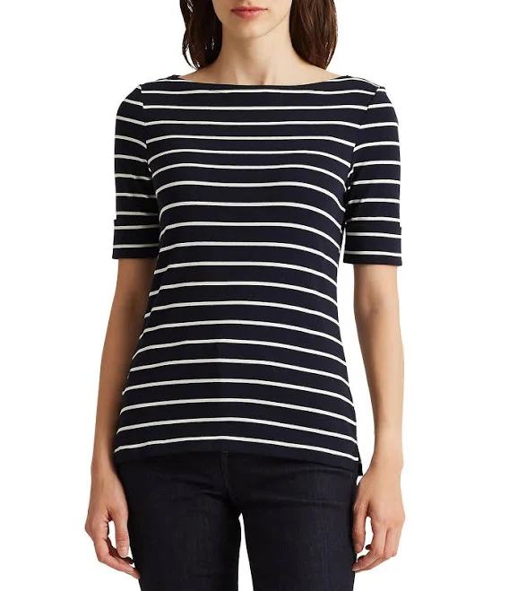 top Ralph Lauren Women's Striped Boatneck Top Dillard's $59.5