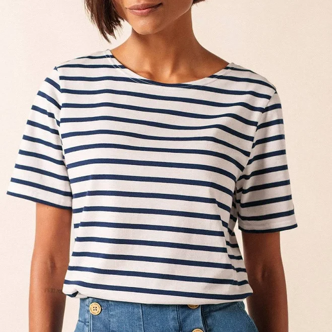 top Saint James LEVANT MODERN Breton Stripe Short Sleeve Shirt Saint James $125
