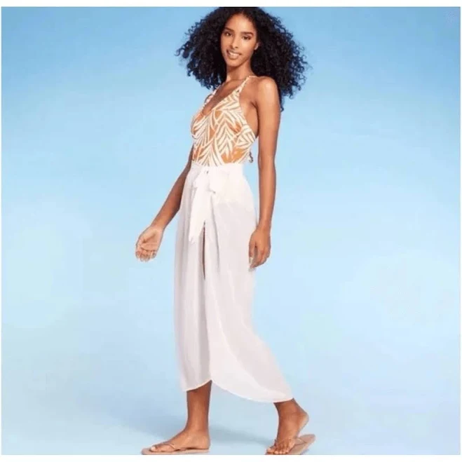 cover-up Shade & Shore White Mesh Sheer Side Tie Cover Up Sarong Swim Skirt Xs eBay - sunnyolive* $12