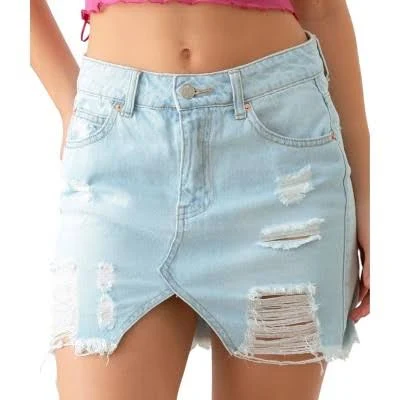 skirt Slickblue Women's Distressed Denim Mini Skirt with Front Slit Target $38.99