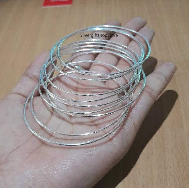 accessory Sterling Silver Dainty Thin Bangle Set (7 Dainty) Etsy - SilvergiftshopStore $23.7