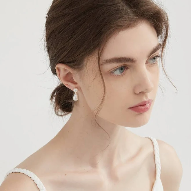 accessory Sterling Silver Natural Double Pearl Dangle Drop Earrings Etsy - SmileToMolly $23.9