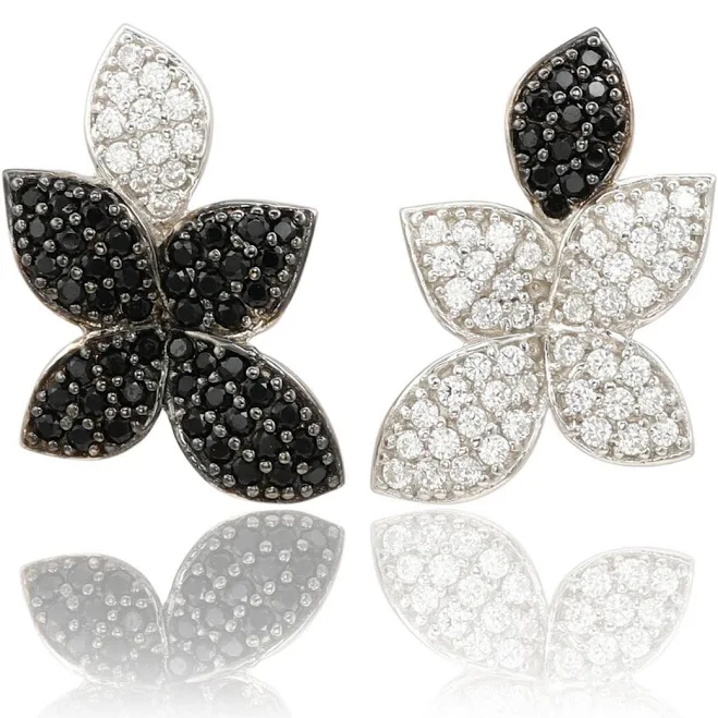 accessory Suzy Levian Sterling Silver Mismatched Flower Petal Stud Earrings Macy's $87.3