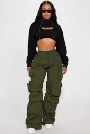 pants Talk It Up Oversized Distressed Washed Cargo Pant - Olive Fashion Nova $39.99