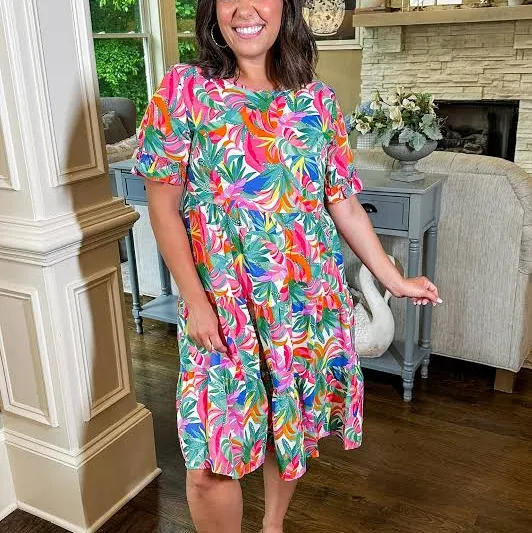 dress Tropical Babydoll Tiered Dress Jules & James Boutique $29.99