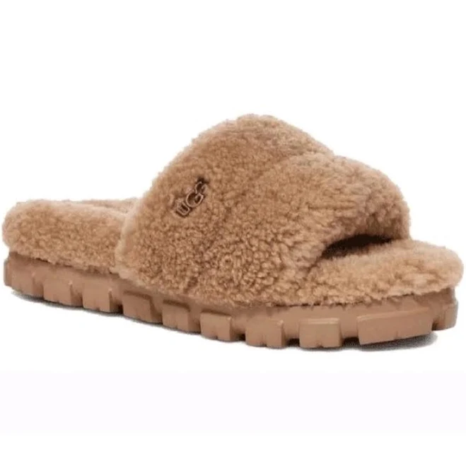 shoes Ugg Shoes | Ugg Tan Fluffy Slide Sandals | Color: Tan | Size: 6 | Elodies_Closet's Closet Poshmark $60