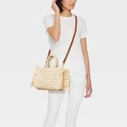 bag Universal Thread Straw Fringe Crossbody Tote Handbag with Detachable Strap Target $35