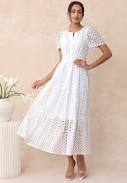 dress V-Neck Embroidered Puff Sleeve Maxi Dress Chicwish $59.9