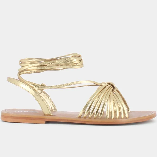 shoes Wallen Women's Jonak Metallic Leather Sandals with Ties jonak-paris.us $95