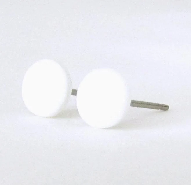 accessory White studs, matte white earrings, small flat earrings, matte white studs, fake gauge, white stud earrings, minimalist earrings Etsy - HouseofShiba $15