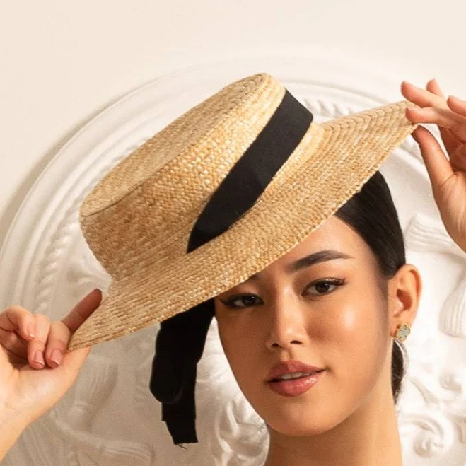 accessory Wide-Brimmed Straw Hat with Ribbon Accent Sierra Darien $29.99