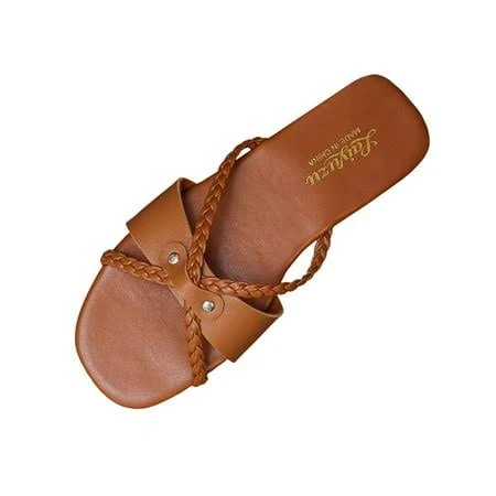 shoes Women's Braided Synthetic Faux Leather Slide Sandals Walmart - GUZOM SHOES $14.97