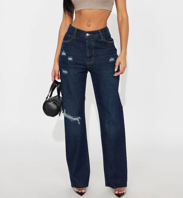 jeans Women's Fashion Nova Topanga 90's Ripped Straight Leg Jeans Fashion Nova $13.98