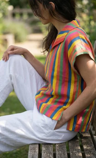 top Women's Lightweight Striped Cotton Blouse Etsy - Seller $39.22