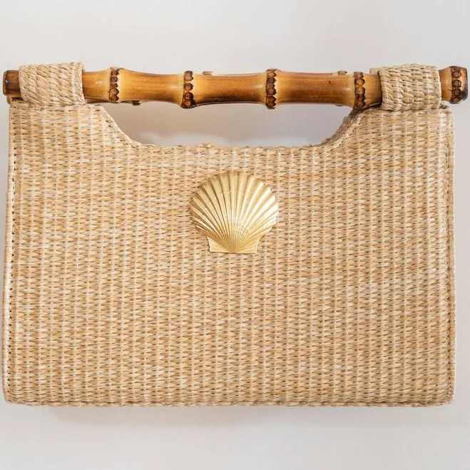 bag Women's Mary Natural Straw Clutch Bamboo Handle Bag Lisi Lerch $108
